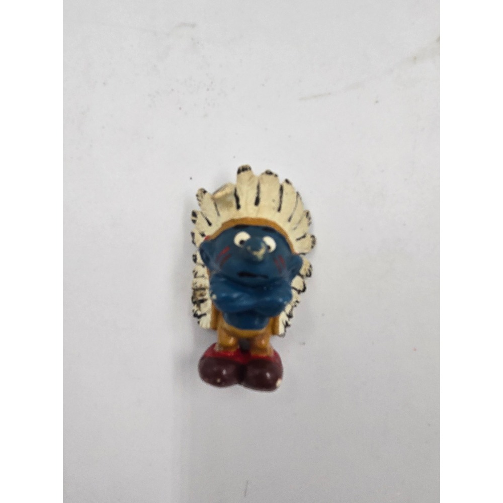 Peyo PVC 1981 Vintage Original Toy Figure Indian Chief Smurf 20144